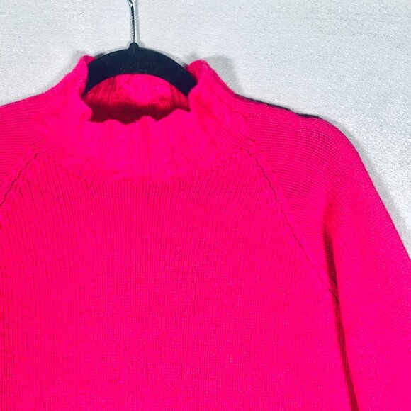 Vintage Scottish Cashmere Sweater Womens S Pink 3/4 Sleeve Mock Neck Pullover - Picture 3 of 11